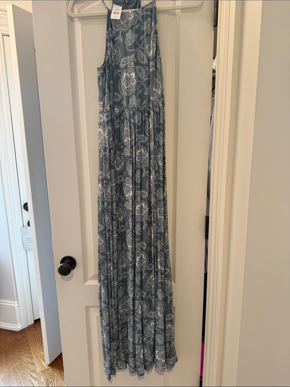 LOFT Slate Blue Paisley Maxi Dress